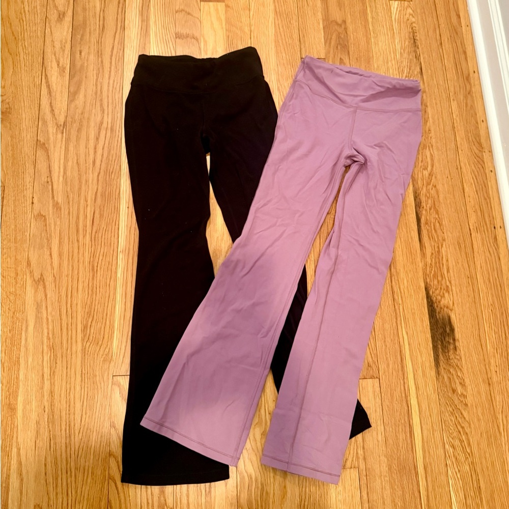 2 pk Athleta girl, high-rise chitchat, leggings, size 12, black and dusty Rose.